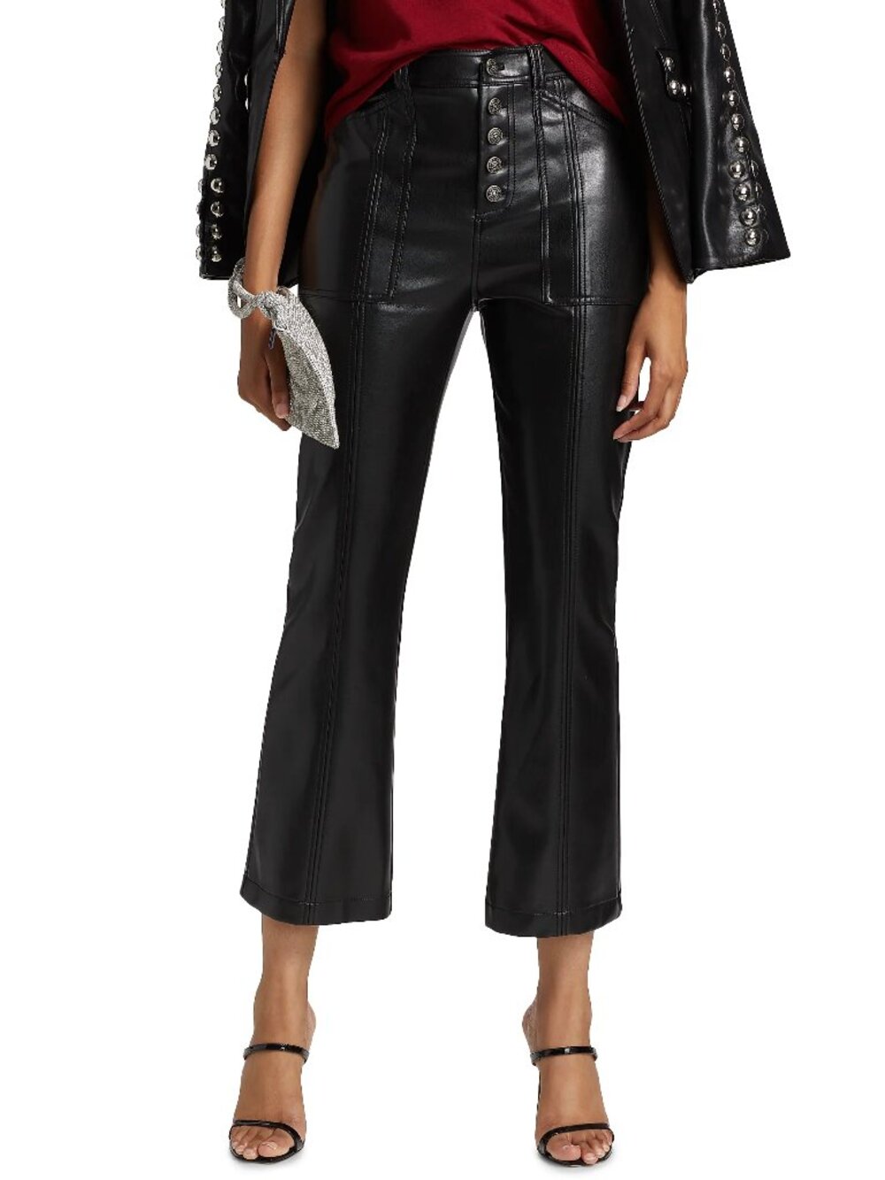 Cinq à Sept 'Wallace' Faux-Leather Bootcut Ankle Pants, Black